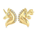 1/20 Ctw Petite Unicorn Round Cut Diamond Fashion Stud Earrings in 10K Yellow Gold