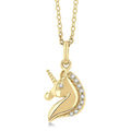 1/20 Ctw Petite Unicorn Round Cut Diamond Fashion Pendant With Chain in 10K Yellow Gold