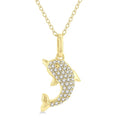 1/6 Ctw Petite Sea Life Dolphin Round Cut Diamond Fashion Pendant With Chain in 10K Yellow Gold