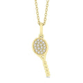 1/10 Ctw Petite Tennis Racket Round Cut Diamond Fashion Pendant With Chain in 10K Yellow Gold