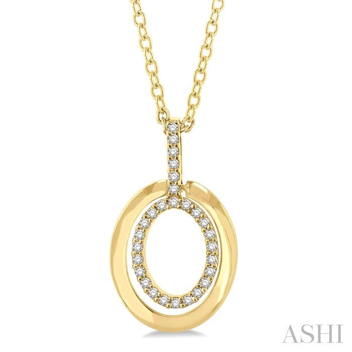 1/10 Ctw Petite Twin Oval Round Cut Diamond Fashion Pendant With Chain in 10K Yellow Gold