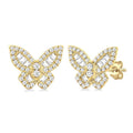 1/2 Ctw Butterfly Petite Baguette and Round Cut Diamond Butterfly Petite Fashion Stud Earrings in 14K Yellow Gold