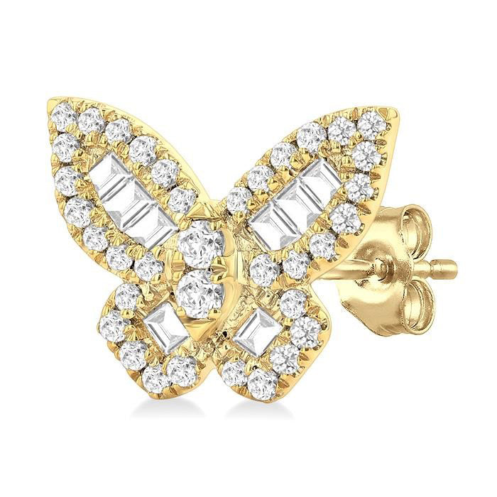 Butterfly Petite Baguette Diamond Fashion Earrings