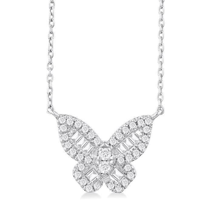 Luna Kestrel Butterfly Petite Baguette Diamond Fashion Pendant