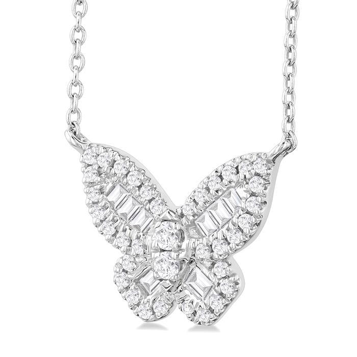 Luna Kestrel Butterfly Petite Baguette Diamond Fashion Pendant