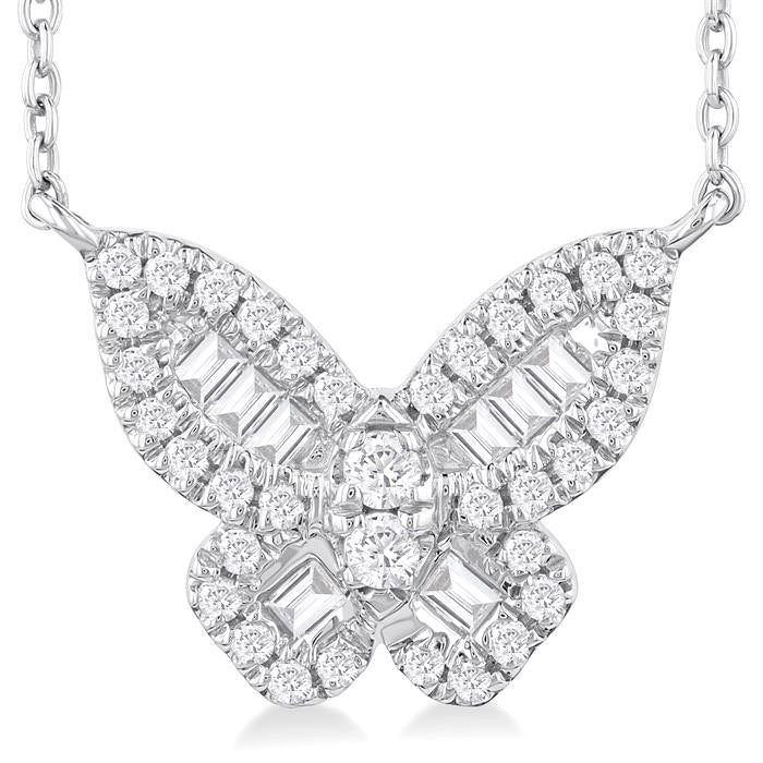 Luna Kestrel Butterfly Petite Baguette Diamond Fashion Pendant