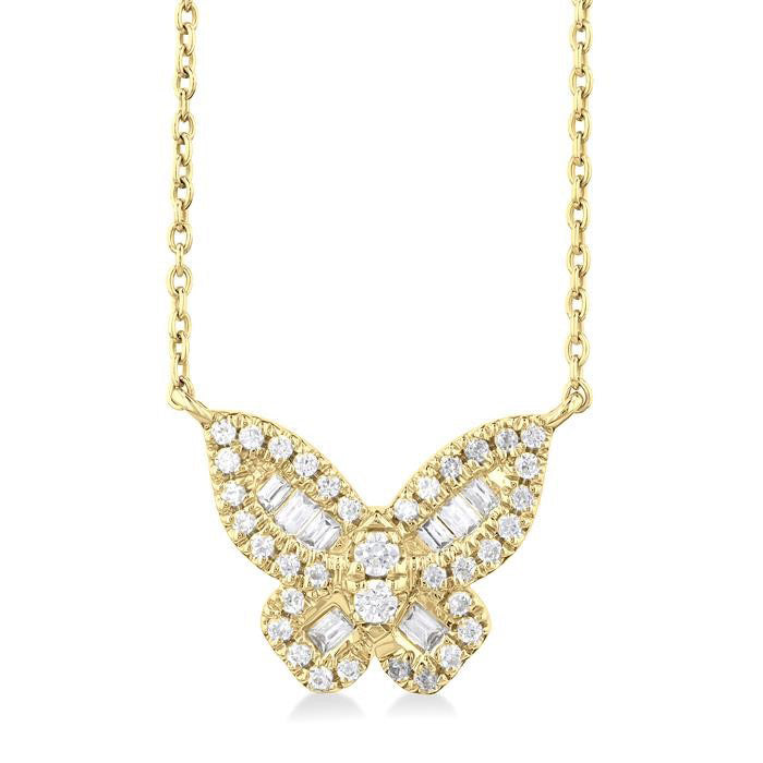 Jasper Sable Butterfly Petite Baguette Diamond Fashion Pendant
