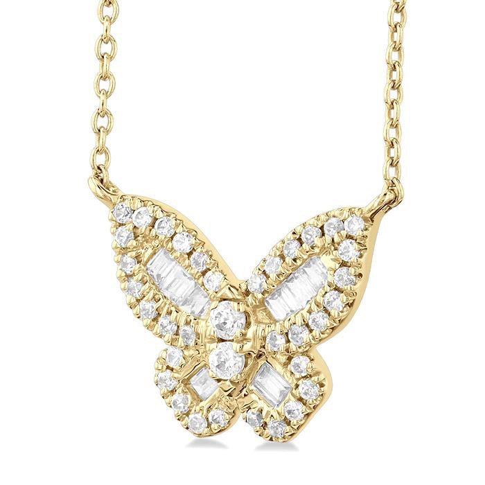 Jasper Sable Butterfly Petite Baguette Diamond Fashion Pendant