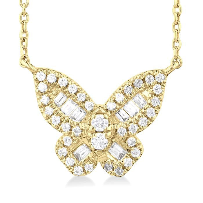 Jasper Sable Butterfly Petite Baguette Diamond Fashion Pendant