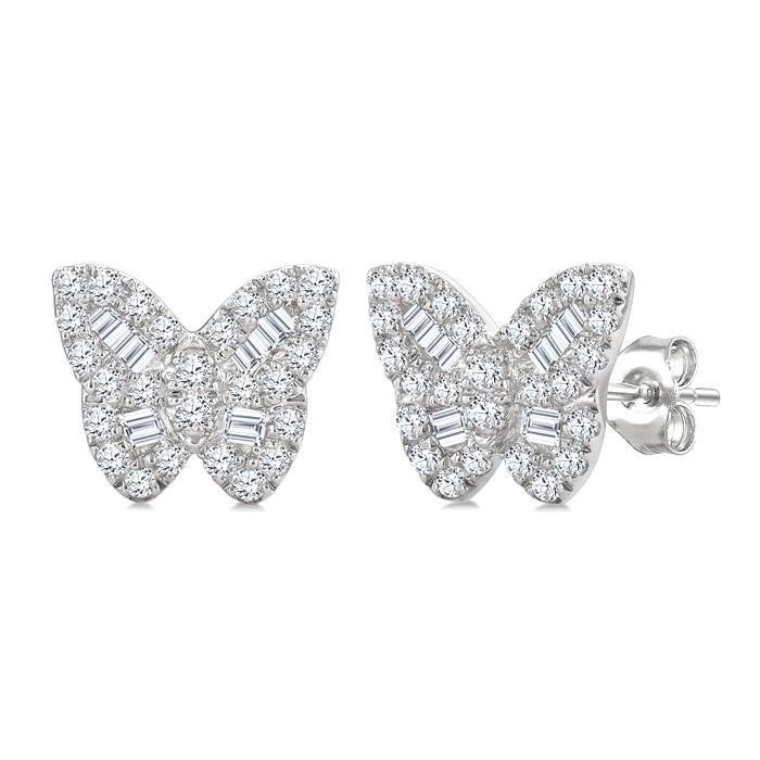 Butterfly Petite Baguette Diamond Fashion Earrings