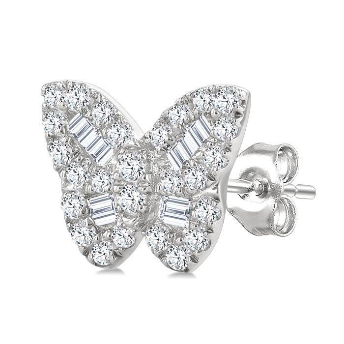 Butterfly Petite Baguette Diamond Fashion Earrings