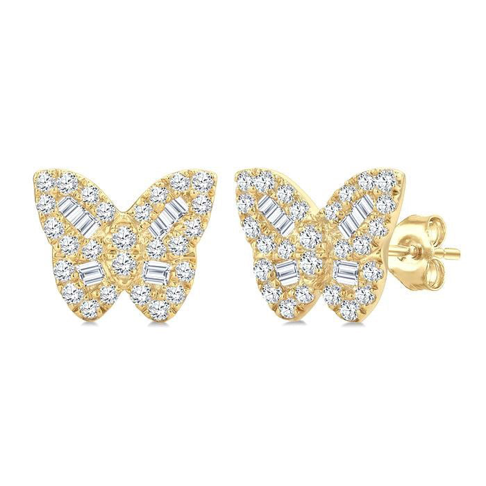 Butterfly Petite Baguette Diamond Fashion Earrings