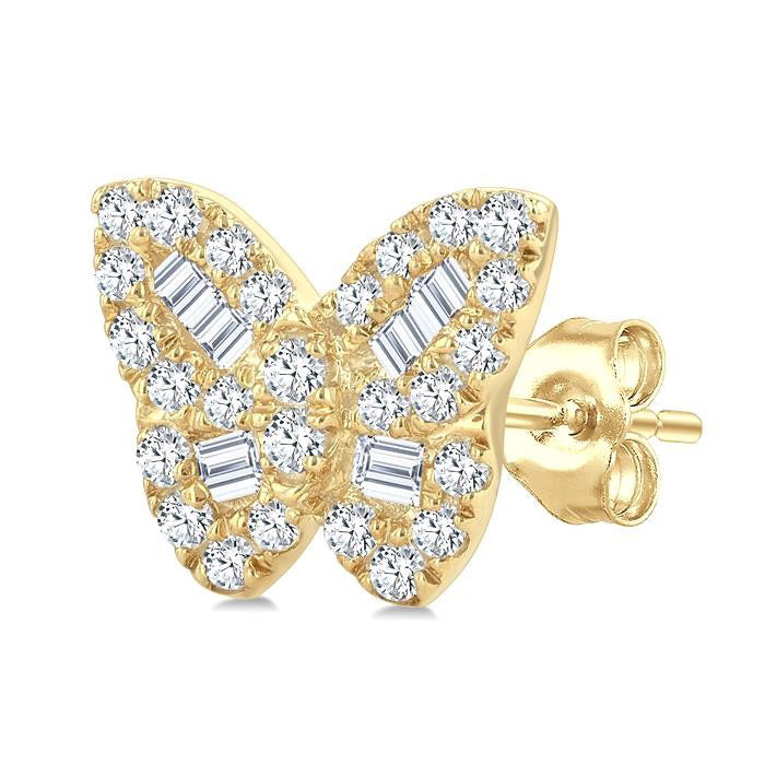 Butterfly Petite Baguette Diamond Fashion Earrings