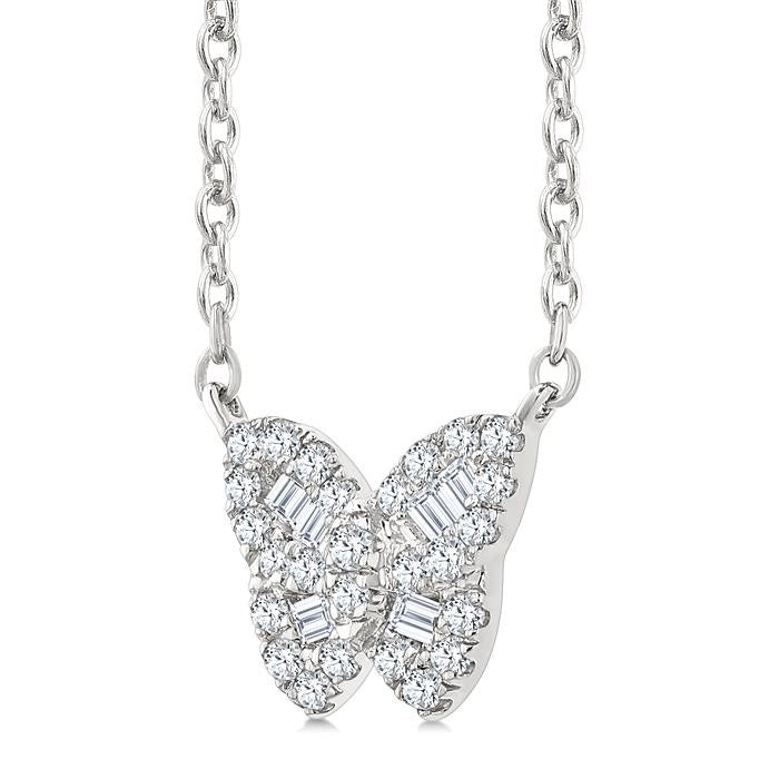 Deneuve Wisteria Butterfly Petite Baguette Diamond Fashion Pendant
