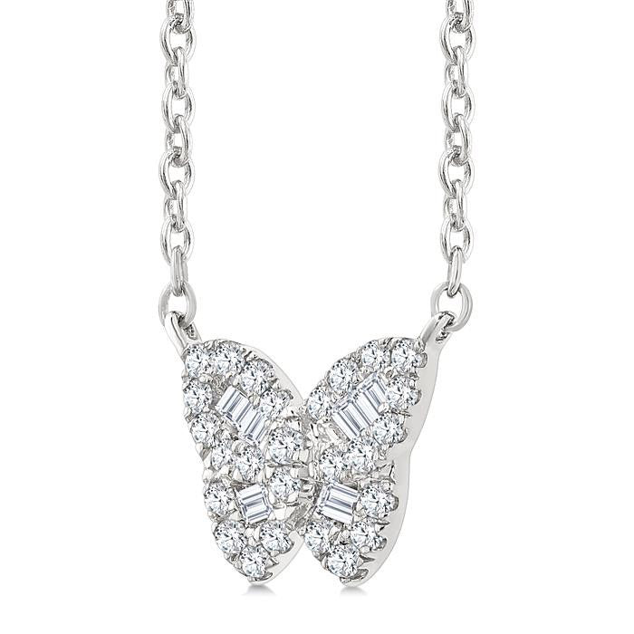 Deneuve Wisteria Butterfly Petite Baguette Diamond Fashion Pendant