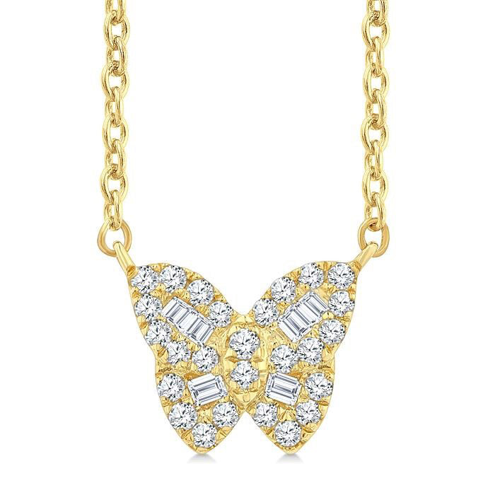 Vellum Juno Butterfly Petite Baguette Diamond Fashion Pendant