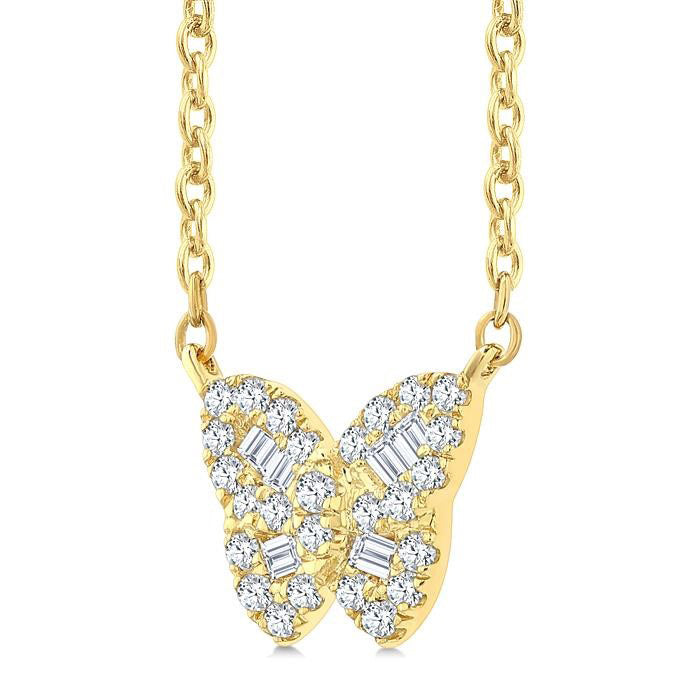 Vellum Juno Butterfly Petite Baguette Diamond Fashion Pendant