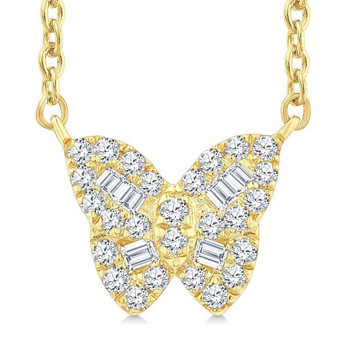 Vellum Juno Butterfly Petite Baguette Diamond Fashion Pendant