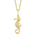 1/20 Ctw Petite Seahorse Round Cut Diamond Fashion Pendant With Chain in 10K Yellow Gold