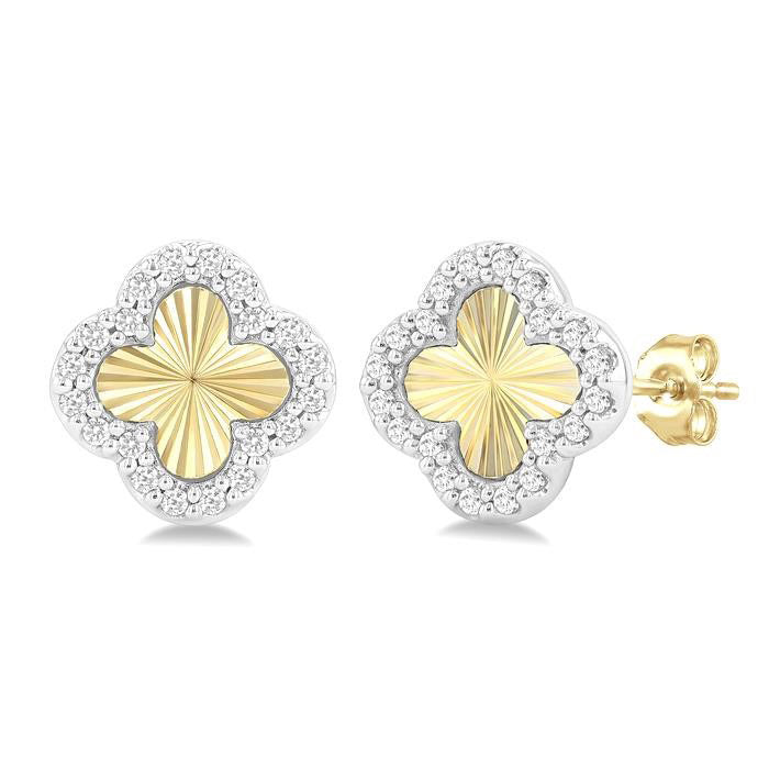 Clover Fluted Petite Diamond Fashion Earrings