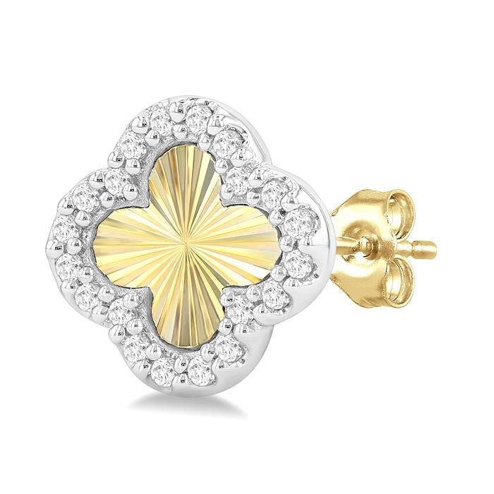 Clover Fluted Petite Diamond Fashion Earrings