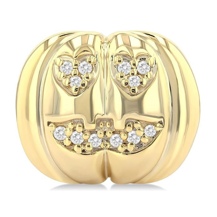 1/10 Ctw Petite Pumpkin Round Cut Diamond Fashion Earrings in 10K Yellow Gold