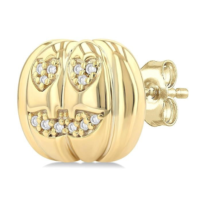 1/10 Ctw Petite Pumpkin Round Cut Diamond Fashion Earrings in 10K Yellow Gold