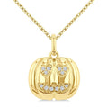 1/20 Ctw Petite Pumpkin Round Cut Diamond Fashion Pendant With Chain in 10K Yellow Gold
