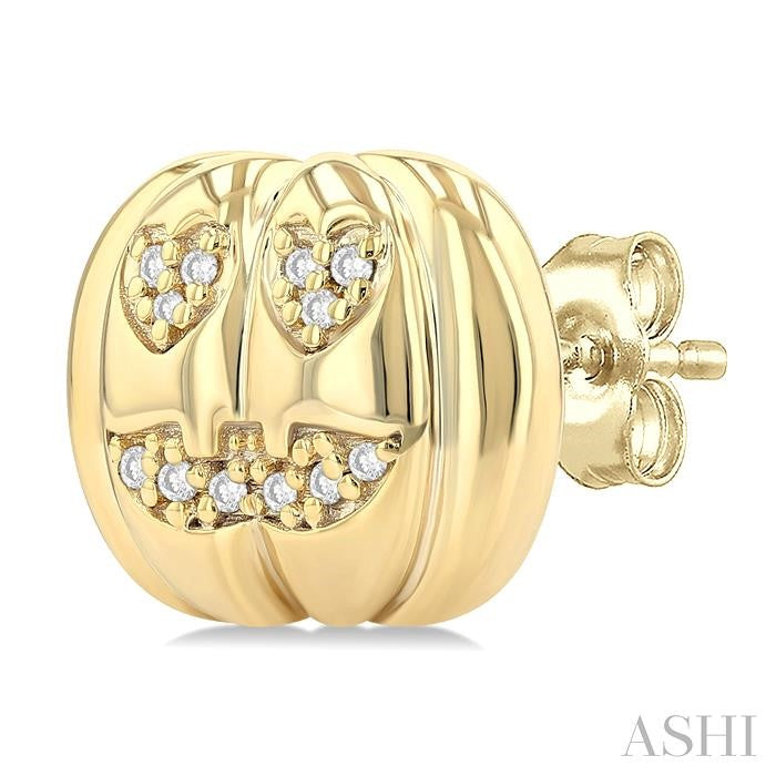 1/10 Ctw Petite Pumpkin Round Cut Diamond Fashion Earrings in 10K Yellow Gold