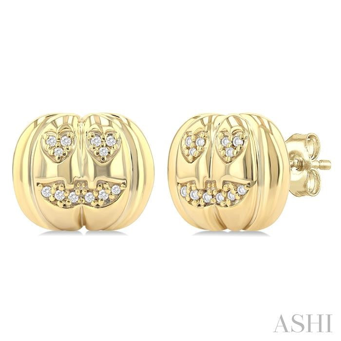 1/10 Ctw Petite Pumpkin Round Cut Diamond Fashion Earrings in 10K Yellow Gold
