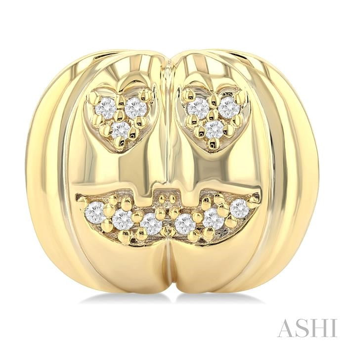 1/10 Ctw Petite Pumpkin Round Cut Diamond Fashion Earrings in 10K Yellow Gold