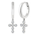 Cross Petite Diamond Huggie Fashion Earrings