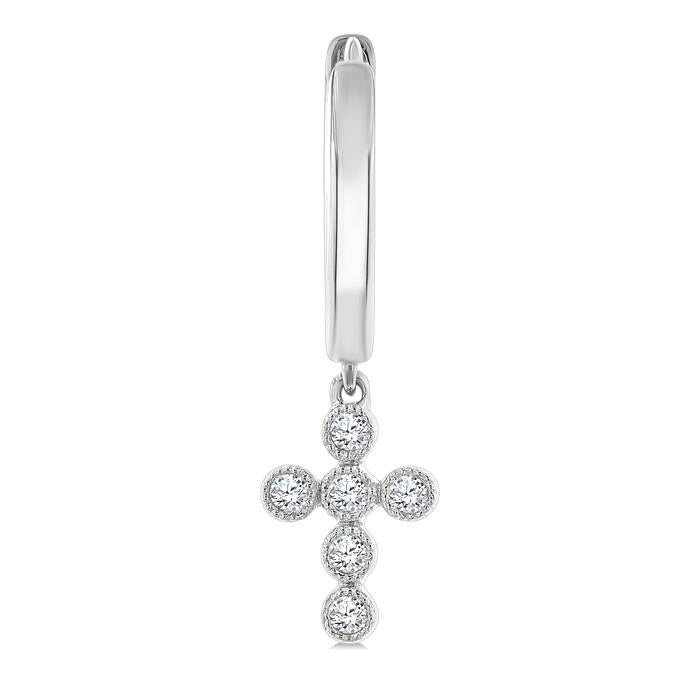 Cross Petite Diamond Huggie Fashion Earrings