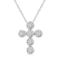 1/20 Ctw Round Cut Diamond Bezel Set Cross Petite Pendant With Chain in 10K White Gold