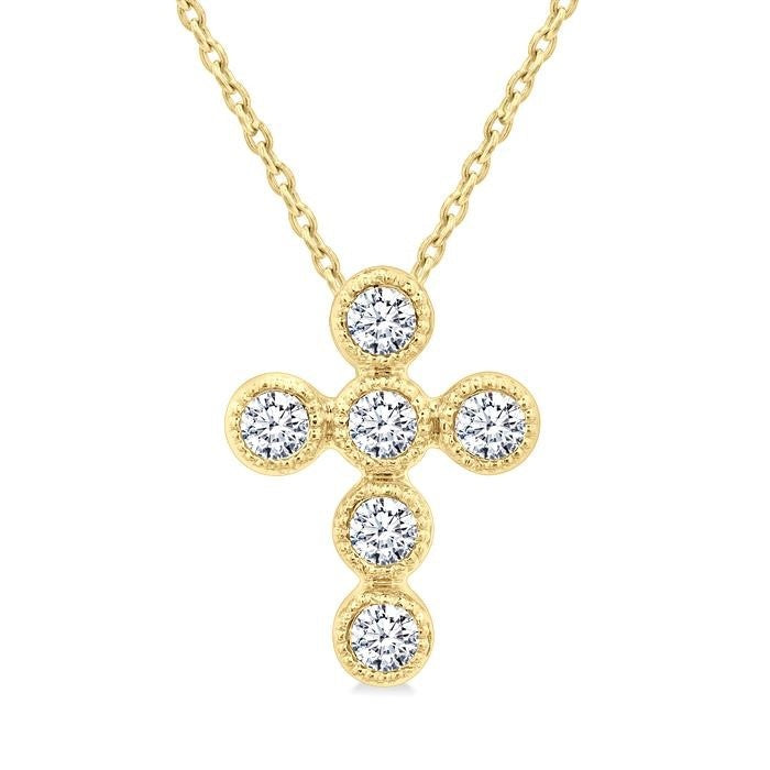 Aria Orchid Cross Bezel Set Petite Diamond Fashion Pendant