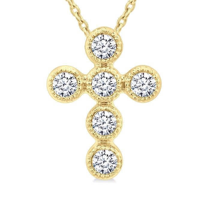 Aria Orchid Cross Bezel Set Petite Diamond Fashion Pendant
