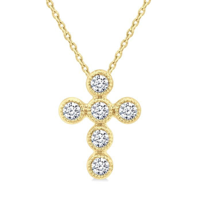 Aria Orchid Cross Bezel Set Petite Diamond Fashion Pendant