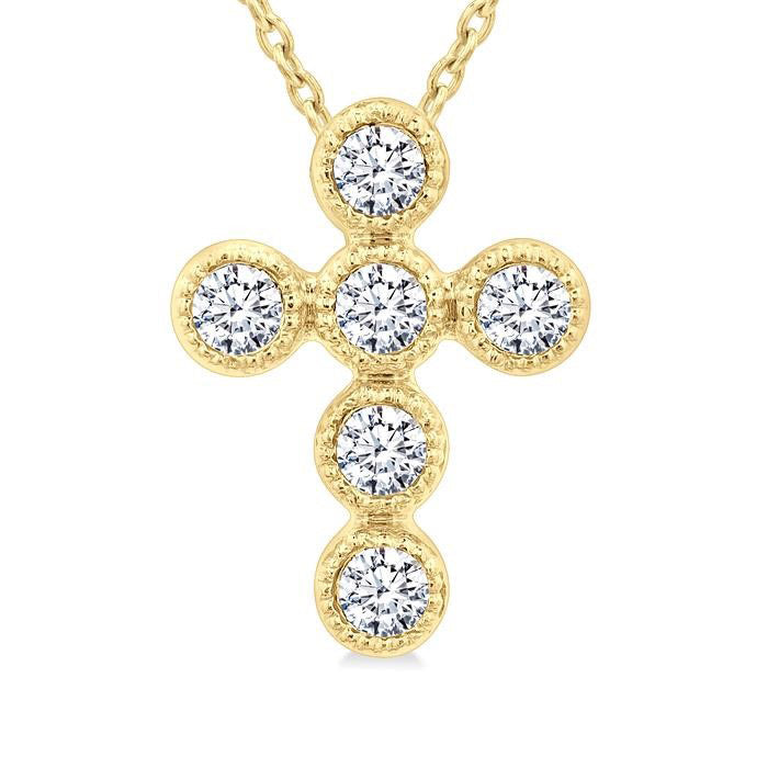 Aria Orchid Cross Bezel Set Petite Diamond Fashion Pendant