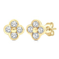 Clover Bezel Petite Diamond Fashion Earrings