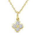 1/8 Ctw Bezel Set Round Cut Diamond Clover Petite Fashion Pendant With Chain in 10K Yellow Gold