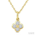 1/8 Ctw Bezel Set Round Cut Diamond Clover Petite Fashion Pendant With Chain in 10K Yellow Gold