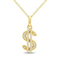 1/8 Ctw Round Cut Diamond Pirouette Dollar Fashion Pendant With Chain in 10K Yellow Gold