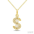 1/8 Ctw Round Cut Diamond Pirouette Dollar Fashion Pendant With Chain in 10K Yellow Gold