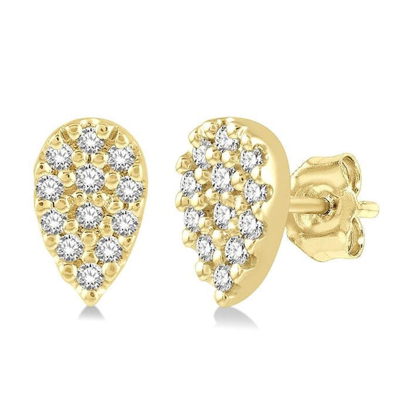 1/10 Ctw Pear Shape Round Cut Diamond Petite Earrings in 10K Yellow Gold