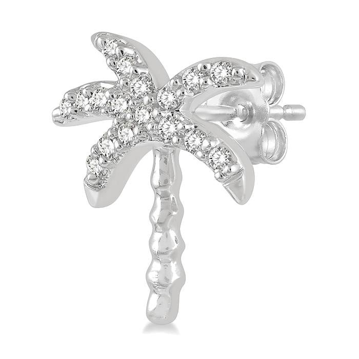 Palm Tree Petite Diamond Fashion Earrings