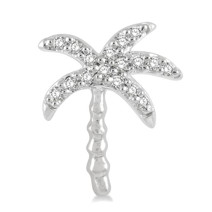 Palm Tree Petite Diamond Fashion Earrings