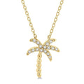 1/10 Ctw Palm Tree Round Cut Diamond Petite Fashion Pendant With Chain in 14K Yellow Gold