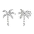 1/10 Ctw Palm Tree Round Cut Diamond Petite Fashion Earrings in 10K White Gold