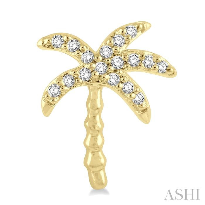1/10 Ctw Palm Tree Round Cut Diamond Petite Fashion Earrings in 10K Yellow Gold