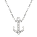 1/10 Ctw Anchor Round Cut Diamond Petite Fashion Pendant With Chain in 14K White Gold